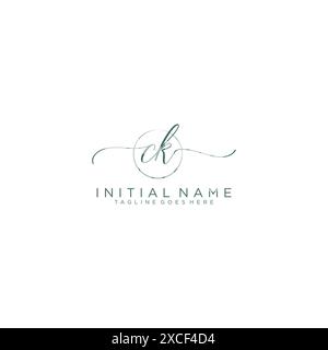 CK Initial handwriting with circle template Stock Vector