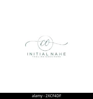 CO Initial handwriting with circle template Stock Vector
