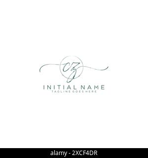 CZ Initial handwriting with circle template Stock Vector