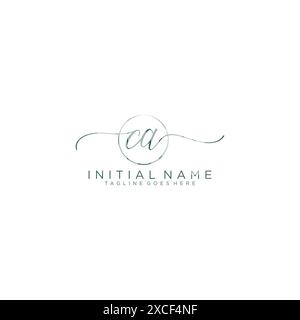 CA Initial handwriting with circle template Stock Vector