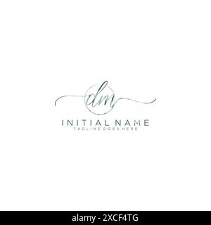 DM Initial handwriting with circle template Stock Vector