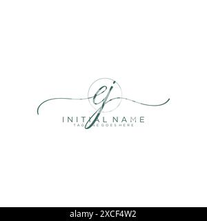 EJ Initial handwriting with circle template Stock Vector