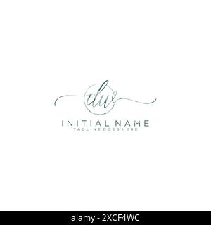 DW Initial handwriting with circle template Stock Vector