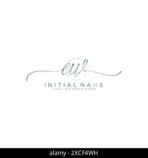EW Initial handwriting with circle template Stock Vector