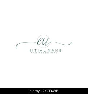 EU Initial handwriting with circle template Stock Vector