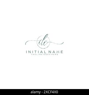 DE Initial handwriting with circle template Stock Vector
