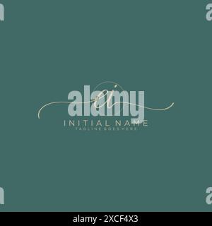 EI Initial handwriting with circle template Stock Vector