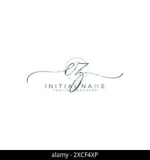 EZ Initial handwriting with circle template Stock Vector