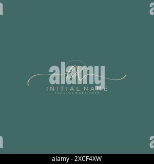 EX Initial handwriting with circle template Stock Vector