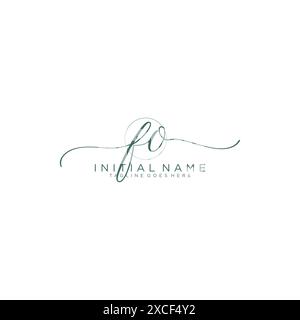 FO Initial handwriting with circle template Stock Vector