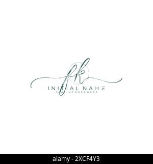 FK Initial handwriting with circle template Stock Vector