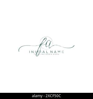 FA Initial handwriting with circle template Stock Vector