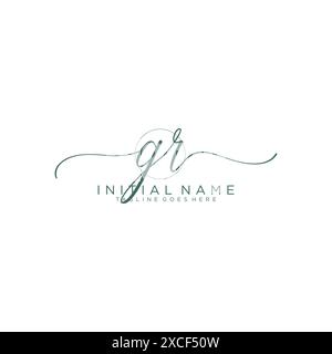 GR Initial handwriting with circle template Stock Vector