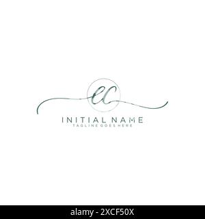 EC Initial handwriting with circle template Stock Vector