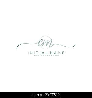 EM Initial handwriting with circle template Stock Vector