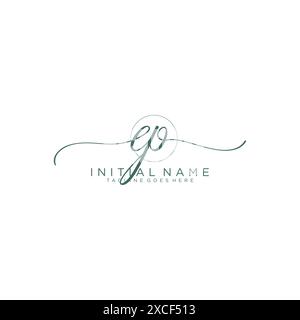 EP Initial handwriting with circle template Stock Vector