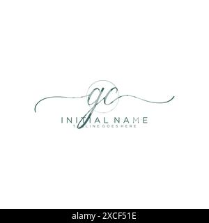 GC Initial handwriting with circle template Stock Vector