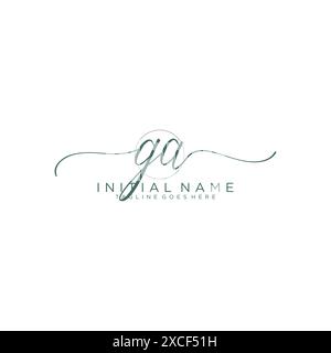 GA Initial handwriting with circle template Stock Vector
