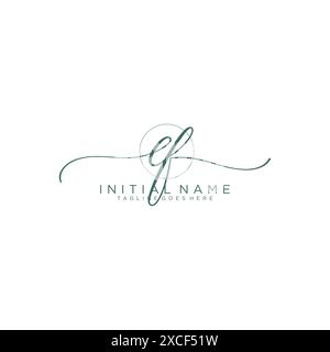 EF Initial handwriting with circle template Stock Vector