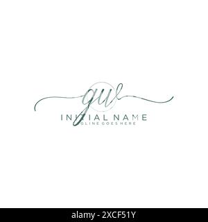 GW Initial handwriting with circle template Stock Vector