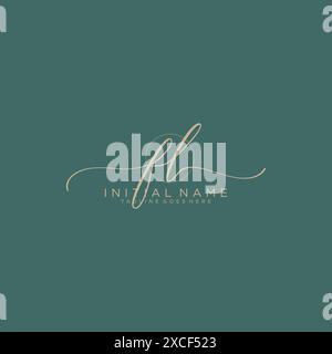 FL Initial handwriting with circle template Stock Vector
