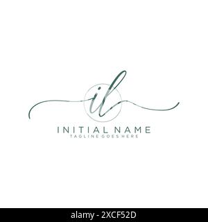 IL Initial handwriting with circle template Stock Vector