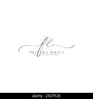 FE Initial handwriting with circle template Stock Vector