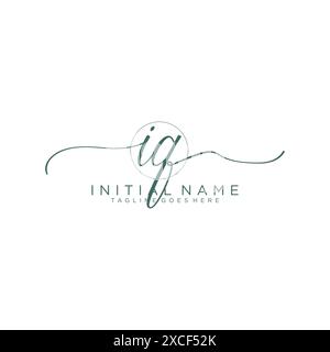 IQ Initial handwriting with circle template Stock Vector