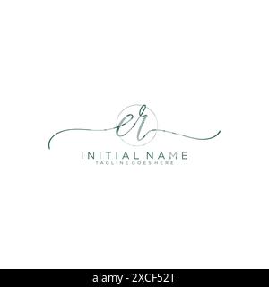 ER Initial handwriting with circle template Stock Vector