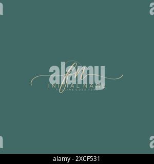 FN Initial handwriting with circle template Stock Vector