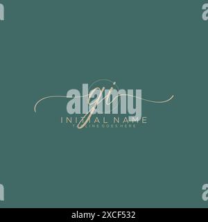 GI Initial handwriting with circle template Stock Vector