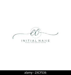 EO Initial handwriting with circle template Stock Vector