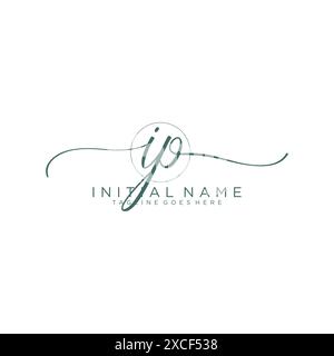 IP Initial handwriting with circle template Stock Vector