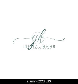 GK Initial handwriting with circle template Stock Vector