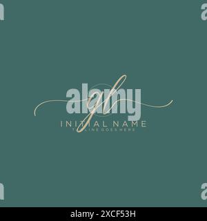 GL Initial handwriting with circle template Stock Vector