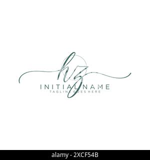 HZ Initial handwriting with circle template Stock Vector