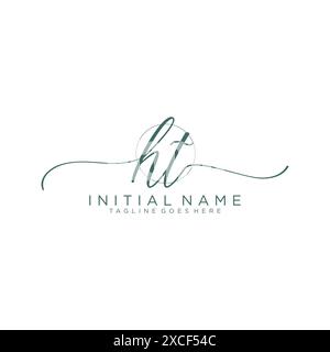 HT Initial handwriting with circle template Stock Vector