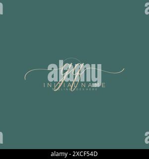 GQ Initial handwriting with circle template Stock Vector