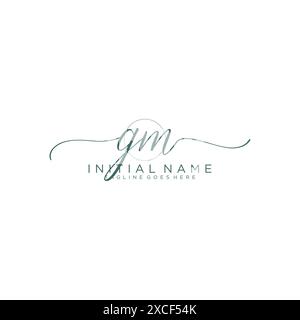 GM Initial handwriting with circle template Stock Vector