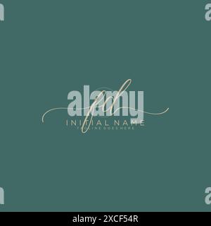 FD Initial handwriting with circle template Stock Vector