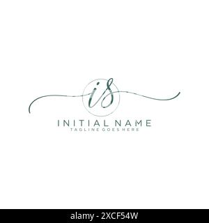 IS Initial handwriting with circle template Stock Vector