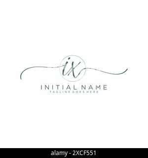 IX Initial handwriting with circle template Stock Vector