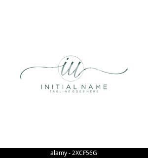 IU Initial handwriting with circle template Stock Vector