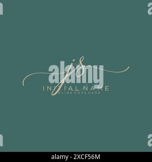 JS Initial handwriting with circle template Stock Vector