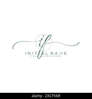 IF Initial handwriting with circle template Stock Vector