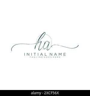 HA Initial handwriting with circle template Stock Vector