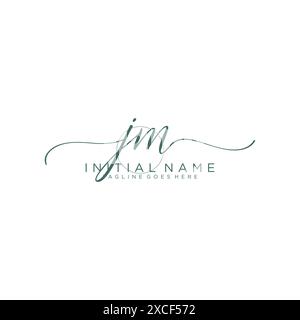 JM Initial handwriting with circle template Stock Vector