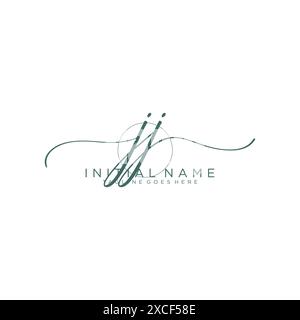 JJ Initial handwriting with circle template Stock Vector