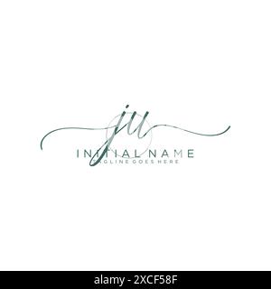 JU Initial handwriting with circle template Stock Vector