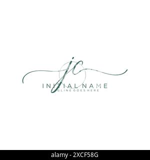 JC Initial handwriting with circle template Stock Vector